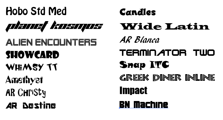 standard font names