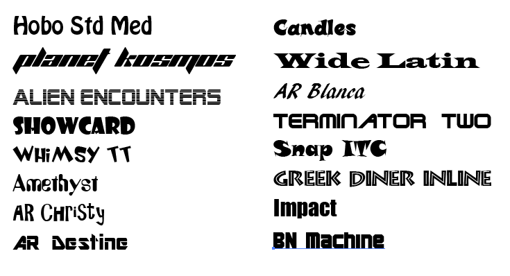 font names